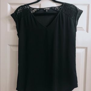 NWOT Express Black Lace Detail Blouse